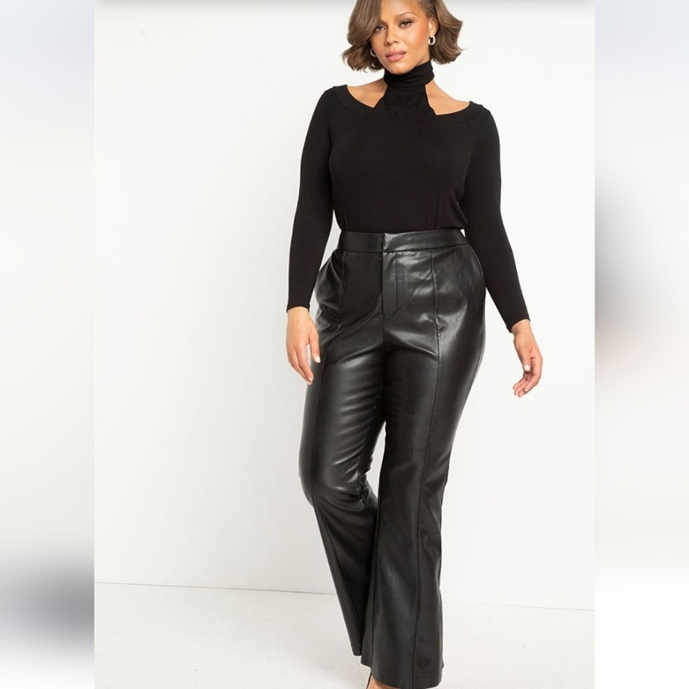 Eloquii Faux Leather Flare Leg Trouser